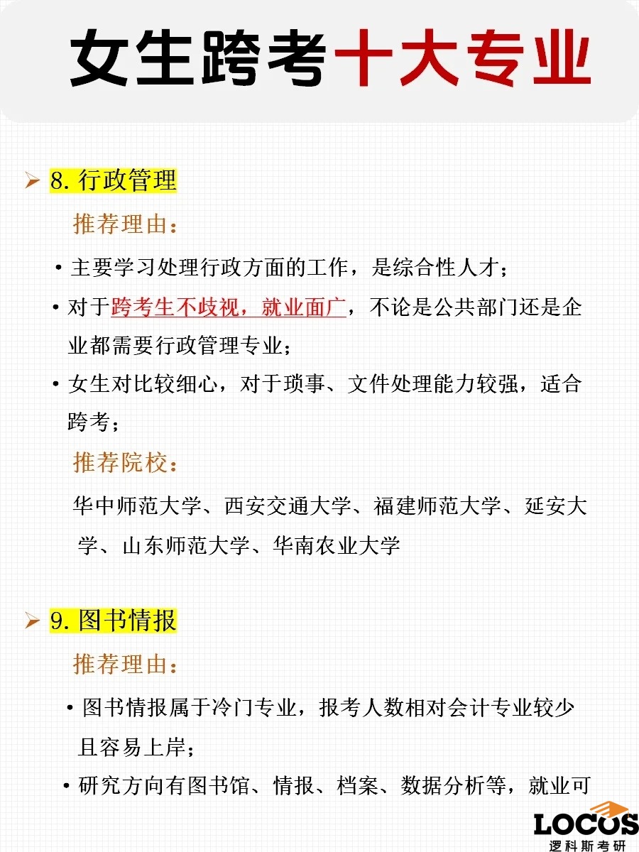 逻科斯考研：女生跨考选这几个，录取通知书拿到手软