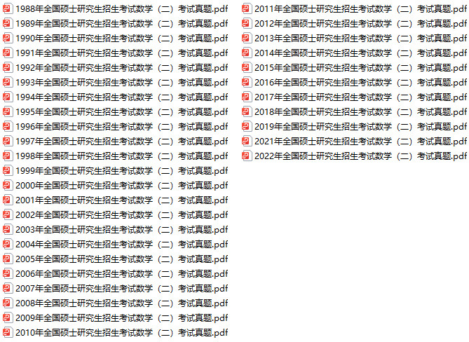 免费下载：全国硕士研究生招生考试数学（二）历年真题（1988年-2022年，含完整解析）