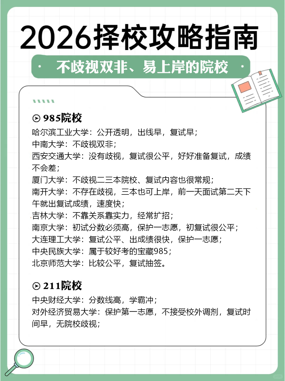 逻科斯考研：26择校攻略指南——不歧视双非、易上岸的院校